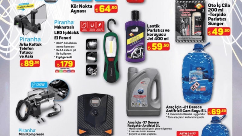 Sanayiye rakip oldu! A101'e oto malzemeleri geliyor; Silecek, sünger, cila, mini kompresör...