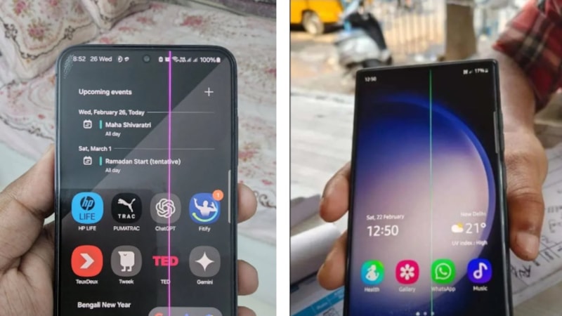 Samsung kullanıcıları ekranda beliren garip çizgilerden şikayetçi