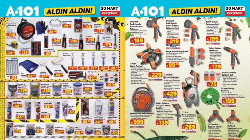 A101’de bahçe sezonu açıldı; El Arabası, Çatal Çapa, Fıskiye, Budama Makası…