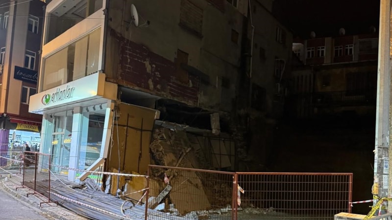 Giresun’daki bir binada yıkılma tehlikesi paniği