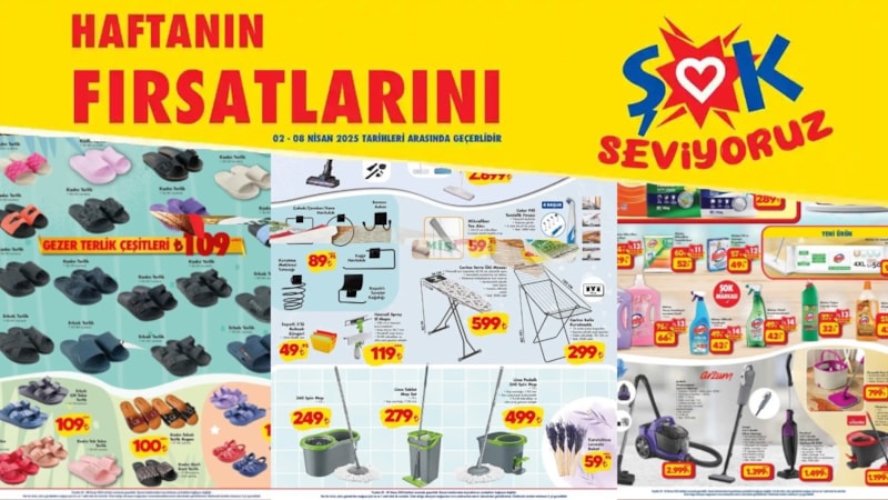 ŞOK’a çeşit çeşit terlikler geldi: 109.00 TL’ye satılıyor! ŞOK 2 Nisan Aktüel