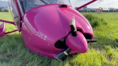 Bursa'da eğitim uçağının iniş takımları kırıldı