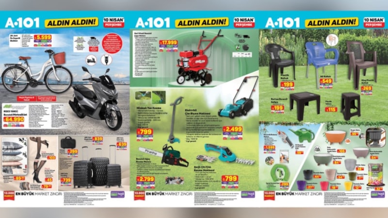 A101’den bahçesi olana müjde: Çim Biçme Makinesi 2.499 TL, Budama Makası 1.599 TL…