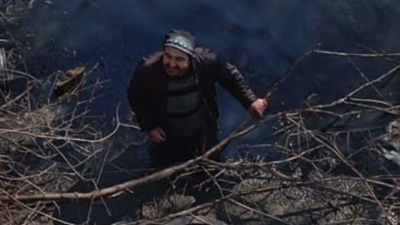 Kütahya'da bir şahıs bataklığa düştü