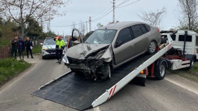 Ordu'da sokak köpeklerine çarpmamak için kaza yaptı