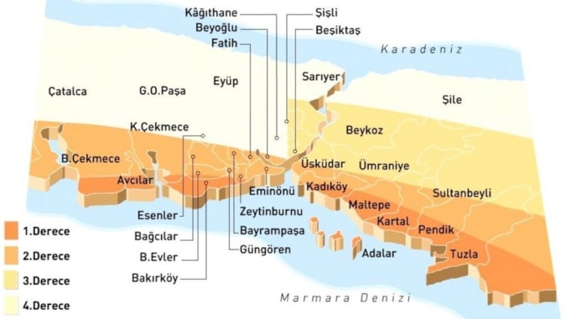 İstanbul'un ilçelere göre risk haritası