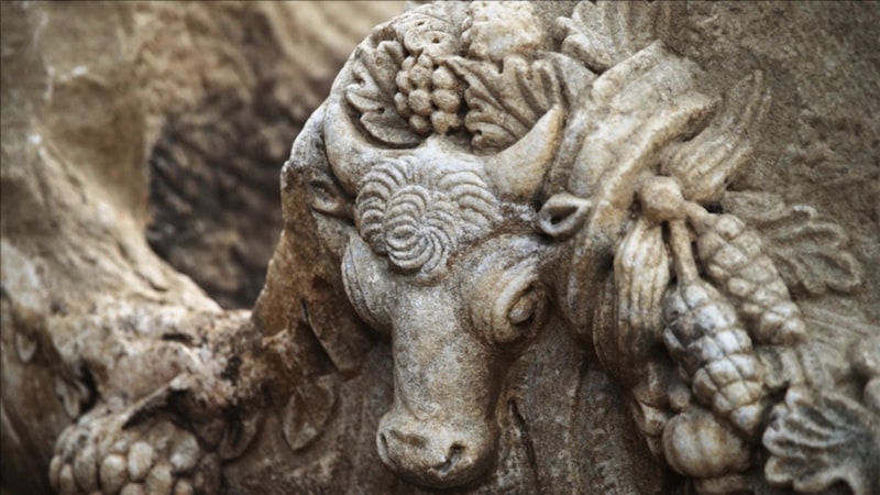 Gladyatörler kenti Stratonikeia'da 2 bin yıl öncesine ait girlandlı lahit bulundu