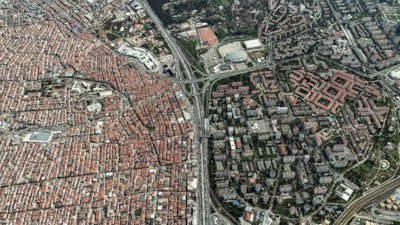 İstanbul'da birbirine komşu iki farklı şehirleşme havadan görüntülendi