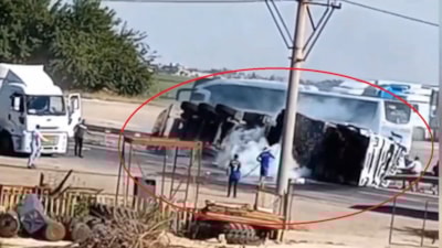 Mardin'de akaryakıt yüklü tanker devrildi; 1 ölü, 1 yaralı