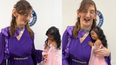 Dünyanın en uzun ve en kısa kadını İtalya'da buluştu