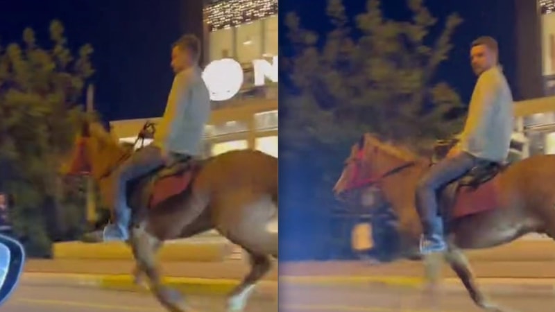 Sakarya’da şehrin göbeğinde dörtnala at sürdü