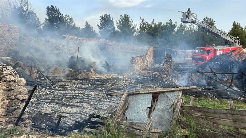 Uşak’ta ahır yangını: 54 kuzu telef oldu