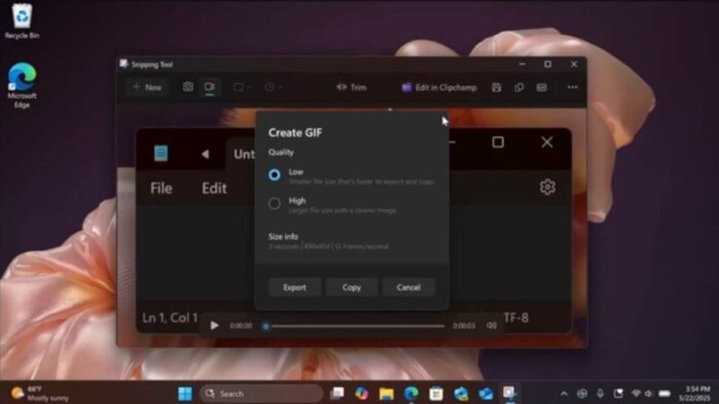 Windows 11'in Ekran Alıntısı aracına yeni özellik geliyor: GIF oluşturma