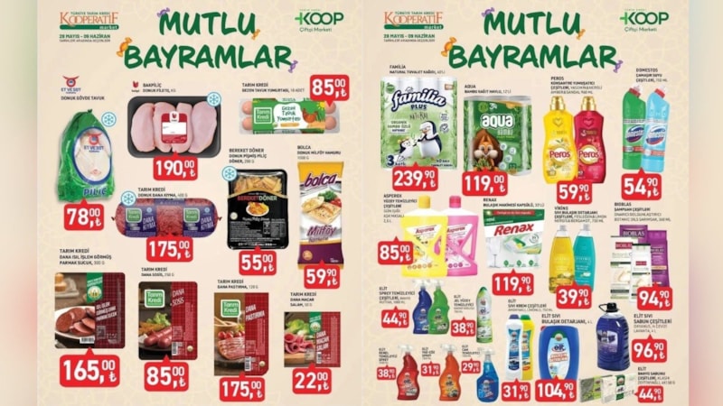 Tarım Kredi’de bayram indirimi: Tavuk 78.00 TL, Dana Kıyma 175.00 TL, Tereyağı 329.00 TL...