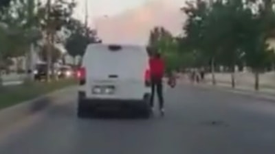 Gaziantep'te patenli gencin tehlikeli yolculuğu kameraya yansıdı