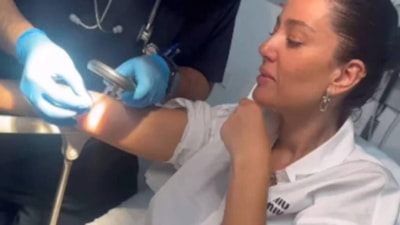 Koluna kene yapışan Pelin Akil'in korku dolu anları