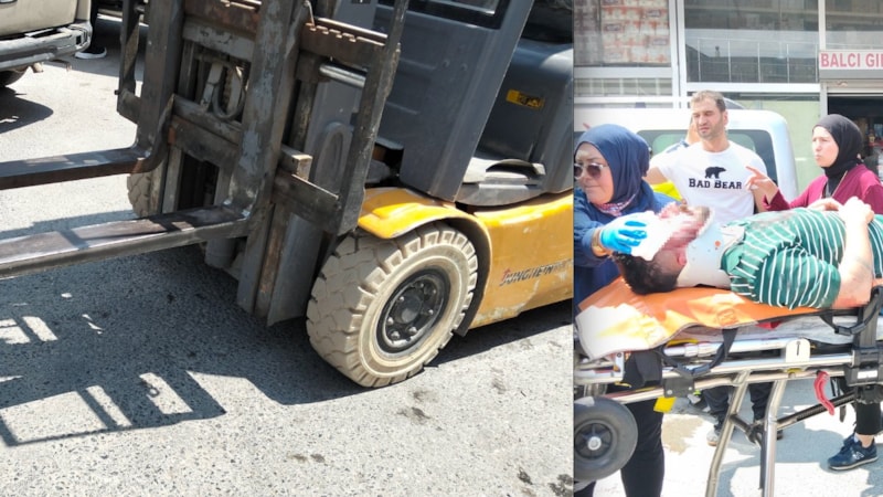 Samsun’da motosiklet sürücüsü forkliftin bıçağına çarptı