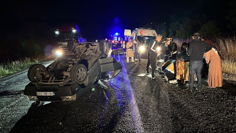 Karabük'te otomobil takla atıp ters döndü: 1'i çocuk 4 yaralı