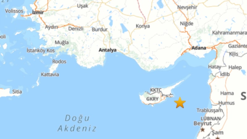 Akdeniz'de 4.4 büyüklüğünde deprem
