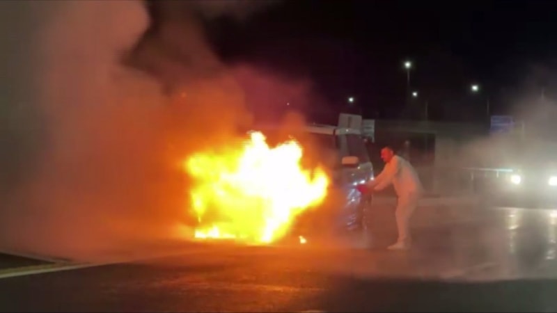 Trabzon'da seyir halindeki cip alev aldı