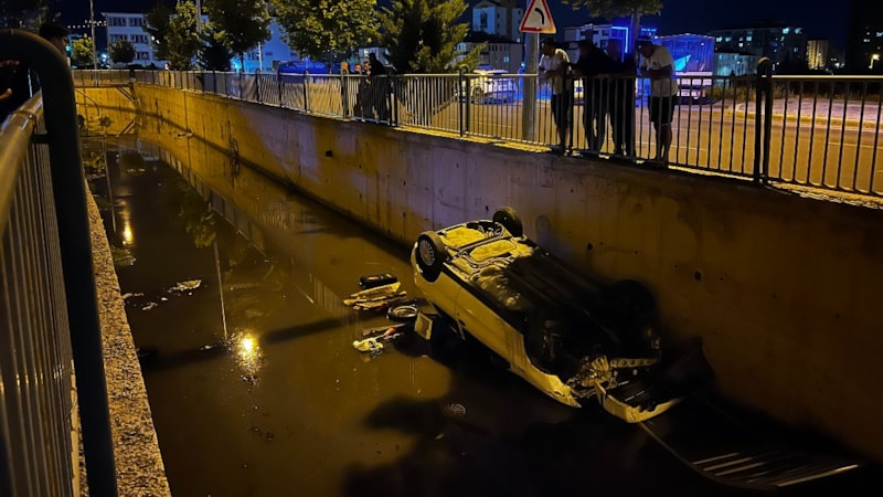 Kayseri'de otomobil, sulama kanalına uçtu: 1 yaralı