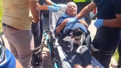 Nevşehir'de köpek, nehre düşen sahibini yalnız bırakmadı