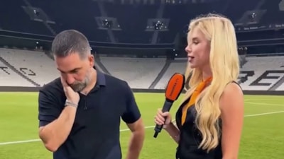 Arda Turan'ın güzel muhabirle göz teması kurmama çabası dikkat çekti