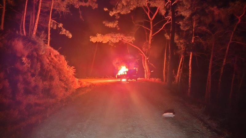 Muğla'da alev alan araçtaki yangın ormana sıçramadan söndürüldü
