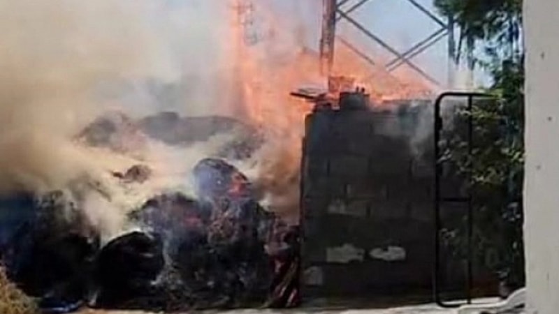 Malatya'da elektrik direğinden kopan kablo odunlukta yangın çıkardı