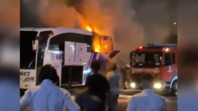 Ümraniye’de yolcu otobüsünde yangın