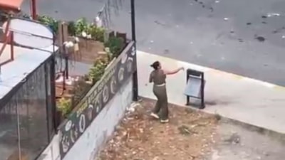 İstanbul'da bir kadın, yoldan geçen araçlara taşla saldırdı