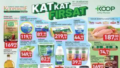 Tarım Kredi'de 19-25 Ağustos 2025: Bonfile 187.90 TL, kaşar 119.90 TL, tereyağı 87.90 TL...