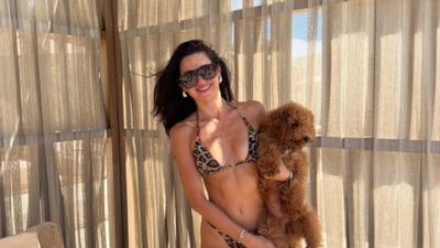 Nesrin Cavadzade köpeğiyle tatilde! Bodrum pozlarını yayınladı