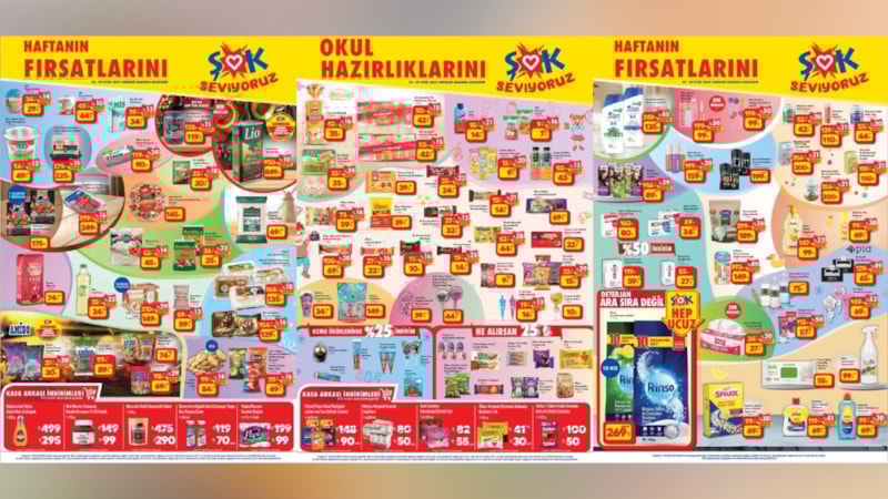 ŞOK’tan yüzde 50’ye varan indirim:   Deterjan, tuvalet kağıdı, çay, zeytinyağı…