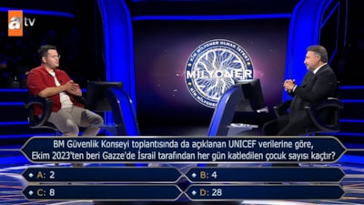 Kim Milyoner Olmak İster’de 'Gazze’de her gün öldürülen çocuk sayısı' soruldu
