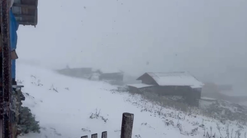 Ardahan'ın yüksek kesimlerine kar yağdı