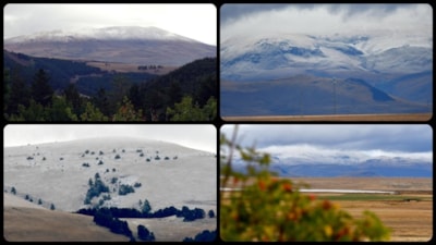Kars'ta Sarıkamış Kayak Merkezi'ne mevsimin ilk karı düştü