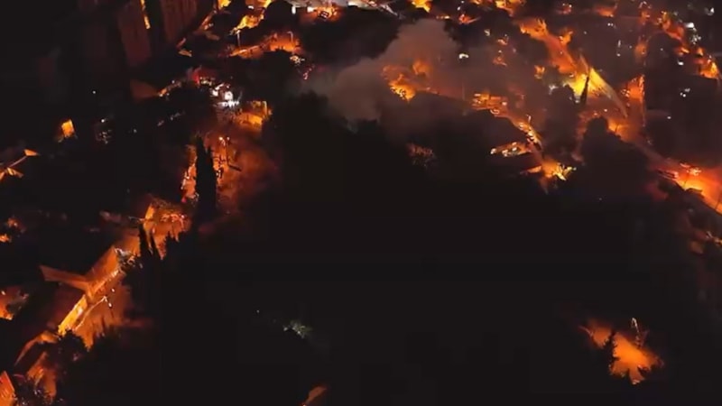 Kocaeli'de ormanlık alandaki baraka alev alev yandı