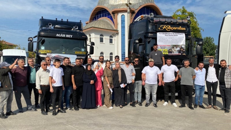 Samsun'da 16 yıl hapis alan tır şoförünün arkadaşlarından tır konvoyu