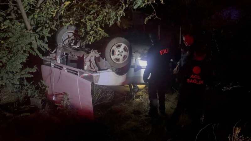 Erzincan'da polisten kaçan otomobil şarampole uçtu: 2 yaralı