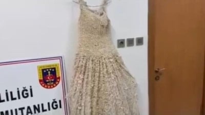 Kayseri'de gelinliğin üzerine boncuk şeklinde uyuşturucu madde işlemişler