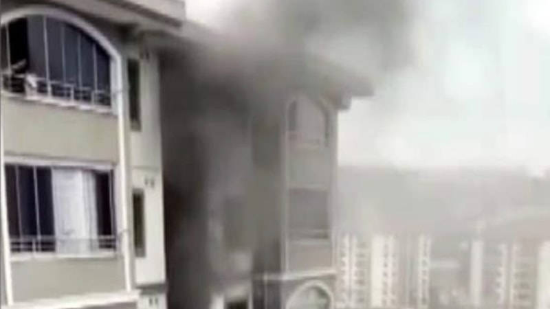 Karabük’te 9 katlı binada korkutan yangın