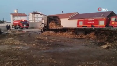 Konya'da saman balyası yüklü tırdan alevler yükseldi