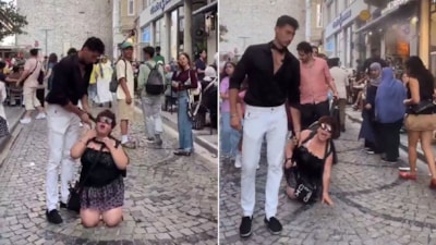 İstanbul'da boynuna tasma taktığı kadını sokakta gezdirdi: Tutuklandılar