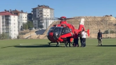 Malatya'da beyin kanaması geçiren hastaya ambulans helikopterle müdahale