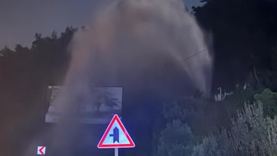 Muğla Bodrum'da içme suyu isale hattı patladı
