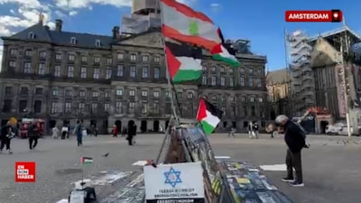 Hollanda'nın Başkenti Amsterdam’ın en ünlü meydanında Filistin dayanışması