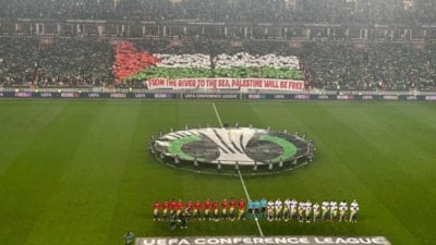 Samsunspor taraftarından Filistin koreografisi