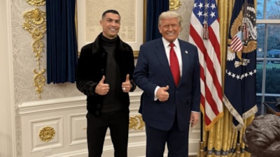 Donald Trump ve Cristiano Ronaldo, Oval Ofis'te maç yaptı