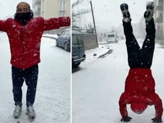 Samsun'da yağan karda 20 taklalık sevinç